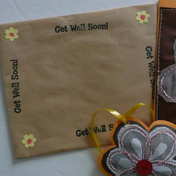 Handmade Greeting  Card All Occasion Blank Card Flower + Gift Tag - Picture 2 of 4